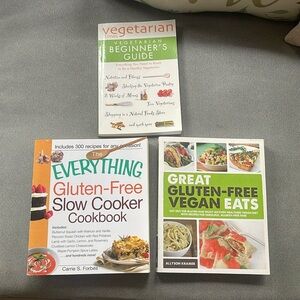 3 barely flipped through Gluten Free and Vegetarian cook books